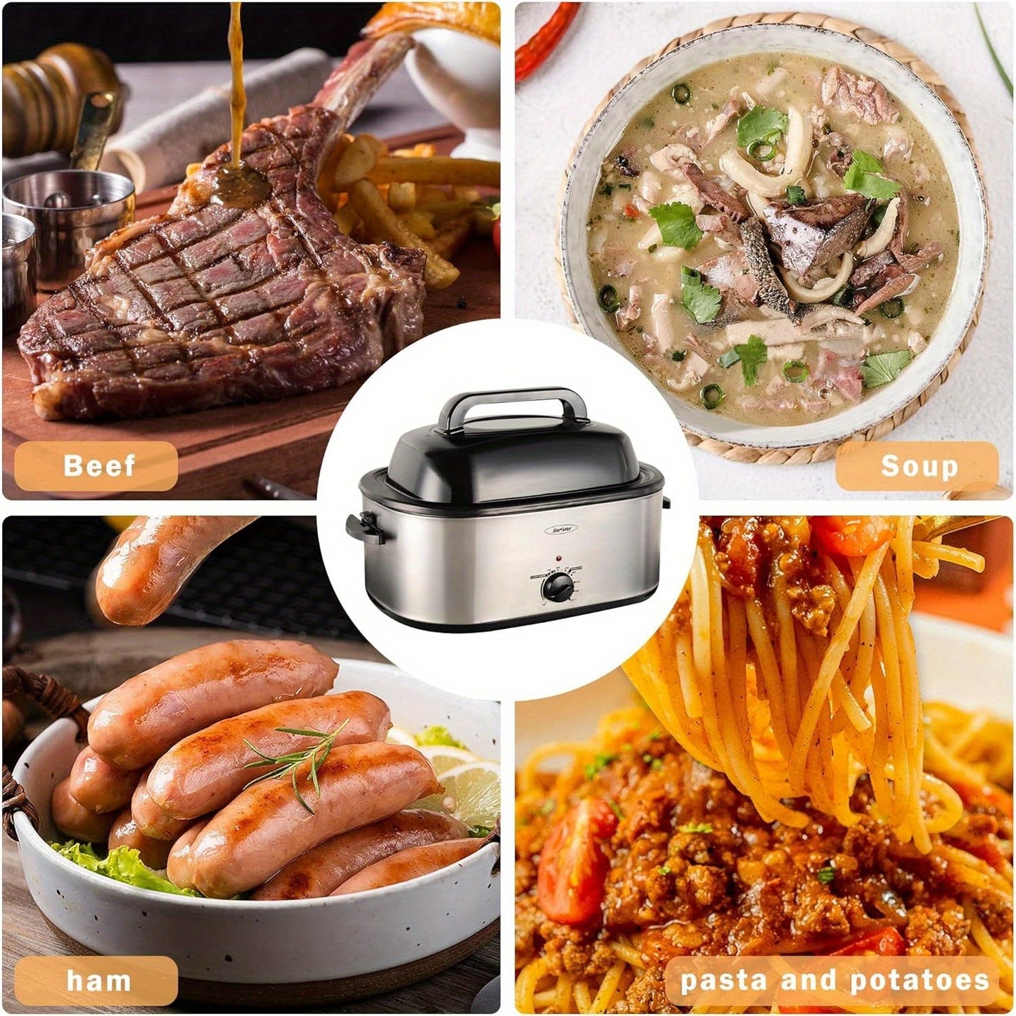 28 Quart Electric Roaster Pan With Self-Basting Lid 28LB