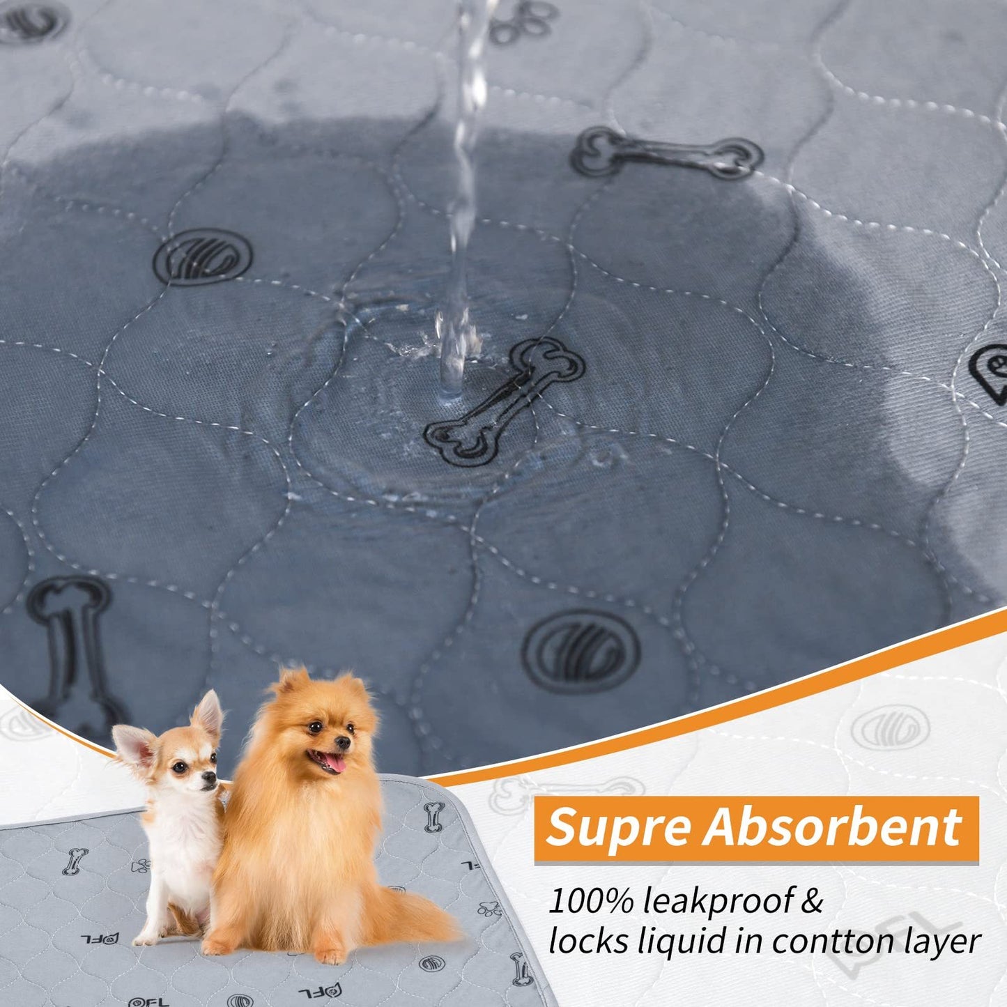 Washable Pee Pads for Dogs, Absorbent Non-Slip Puppy Pads