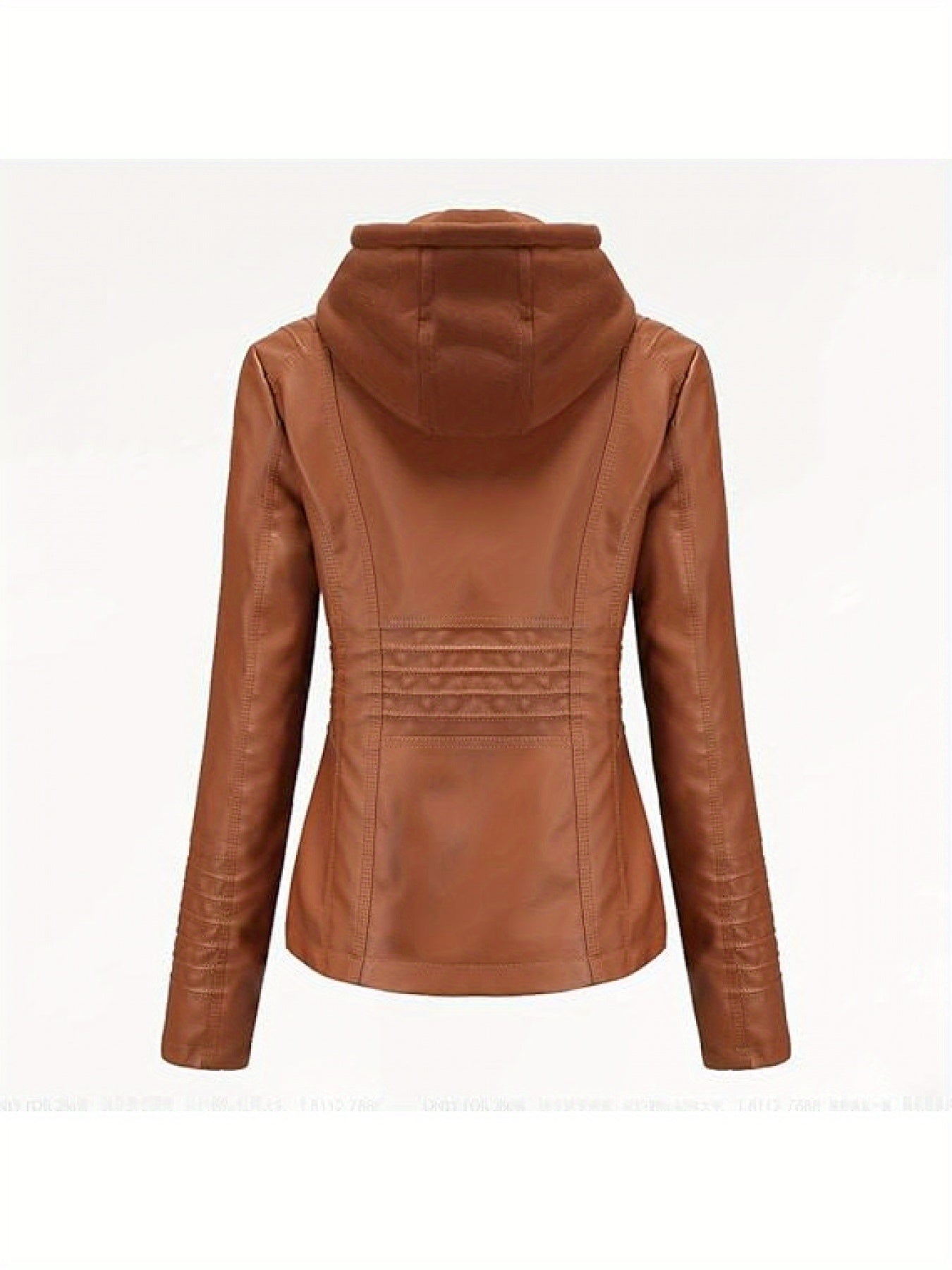 Removable Hood Motorcycle Jacket - Faux Leather Coat for Women Biker
