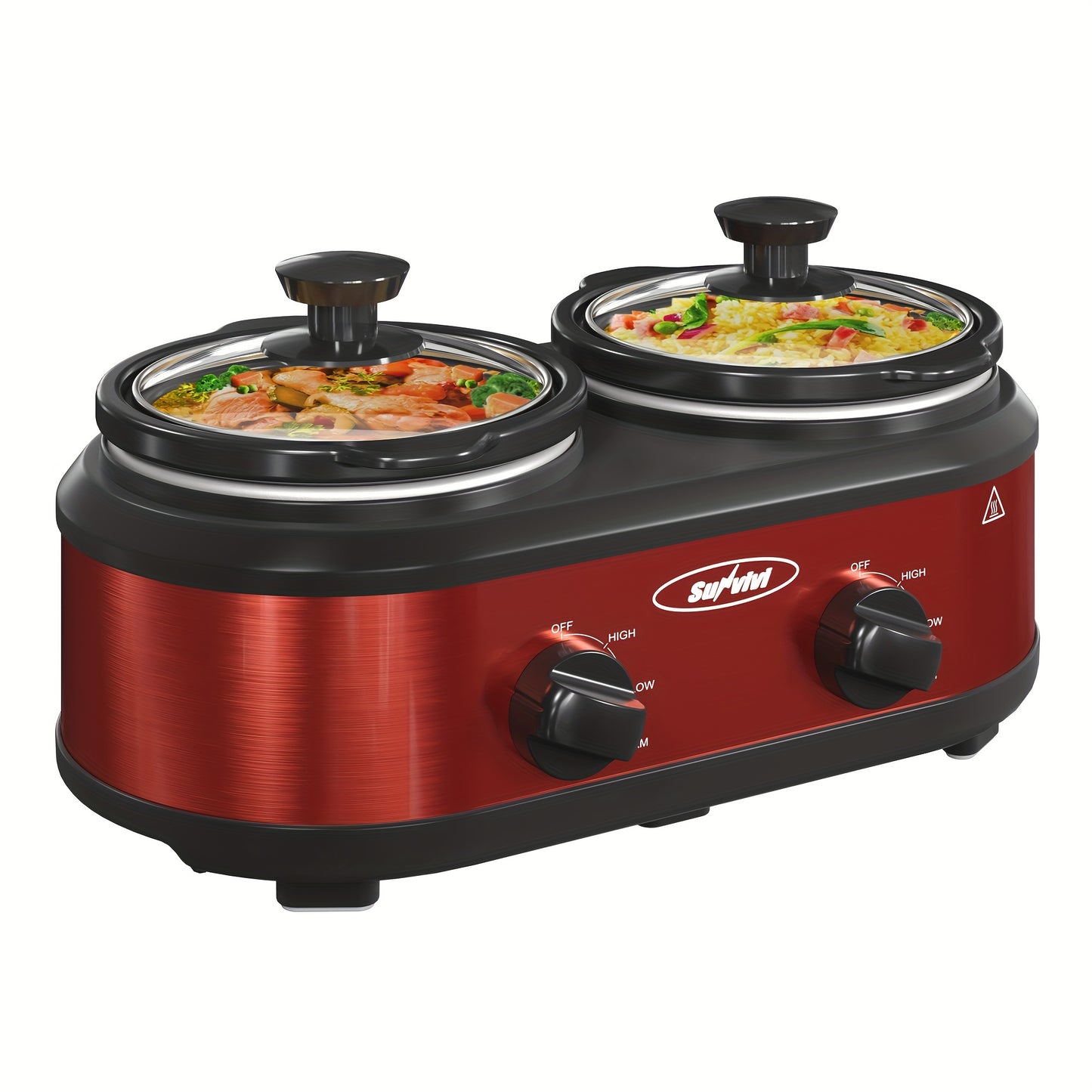Dual Pot Oval Manual Slow Cooker With Adjustable Temp