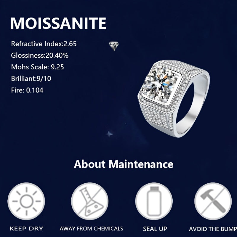 2 Carat Moissanite Domineering Full Diamond Ring S925 Silver