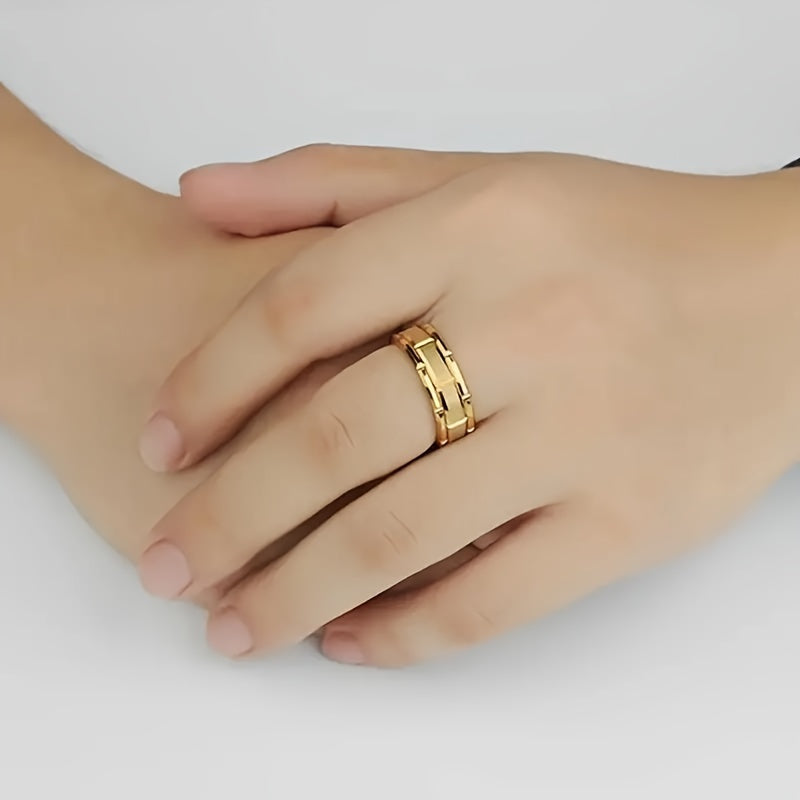 Golden Tungsten Carbide Mens Wedding Band 8mm Scratch Resistant