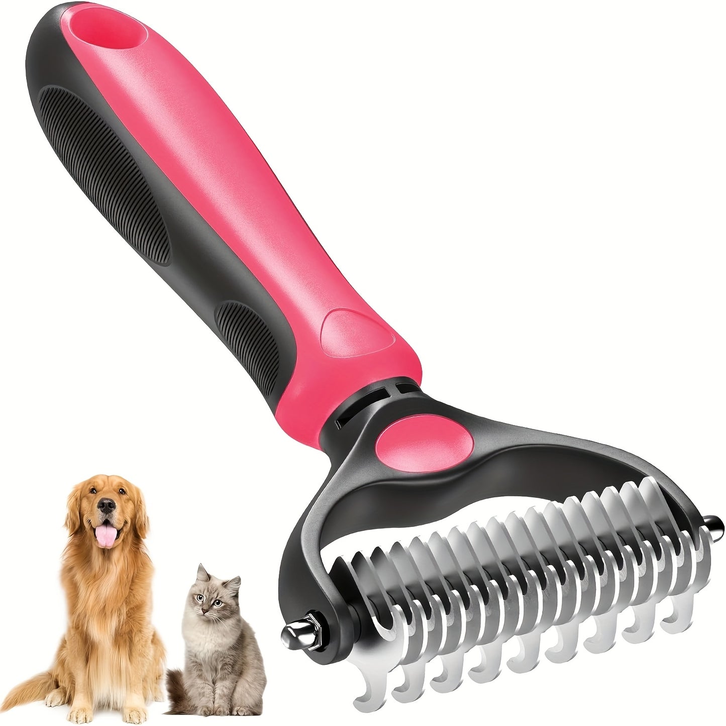 Ergonomic Double-Sided Undercoat Rake for Dogs and Cats