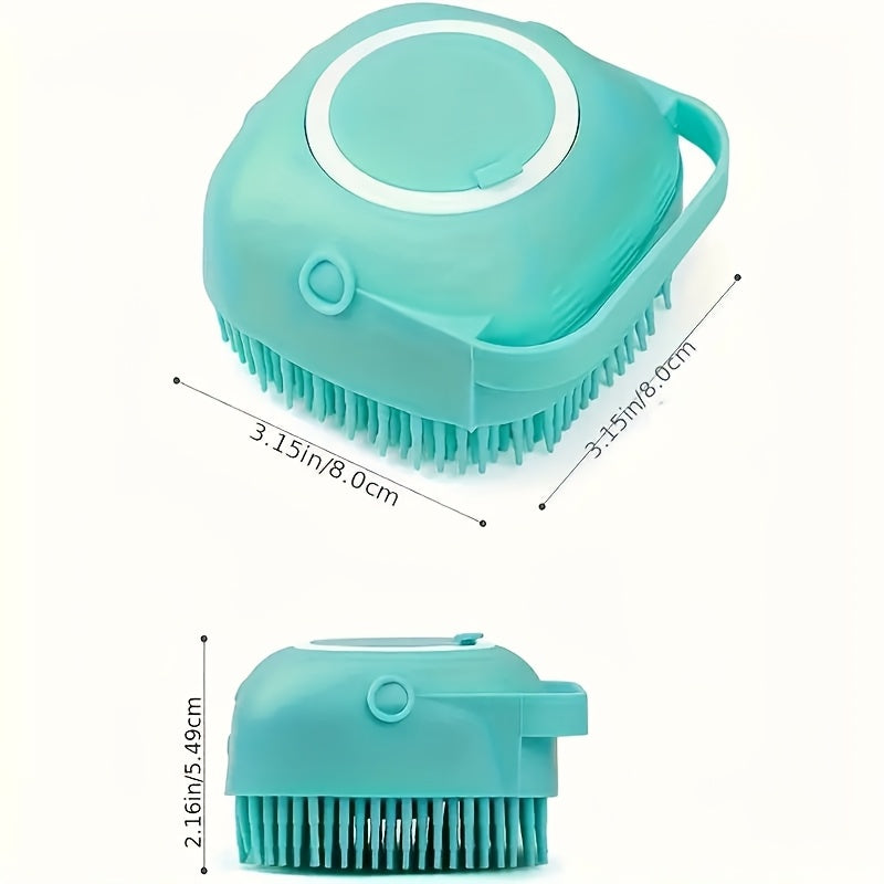 Soft Silicone Pet Bath Brush with Built-in Shampoo Dispenser