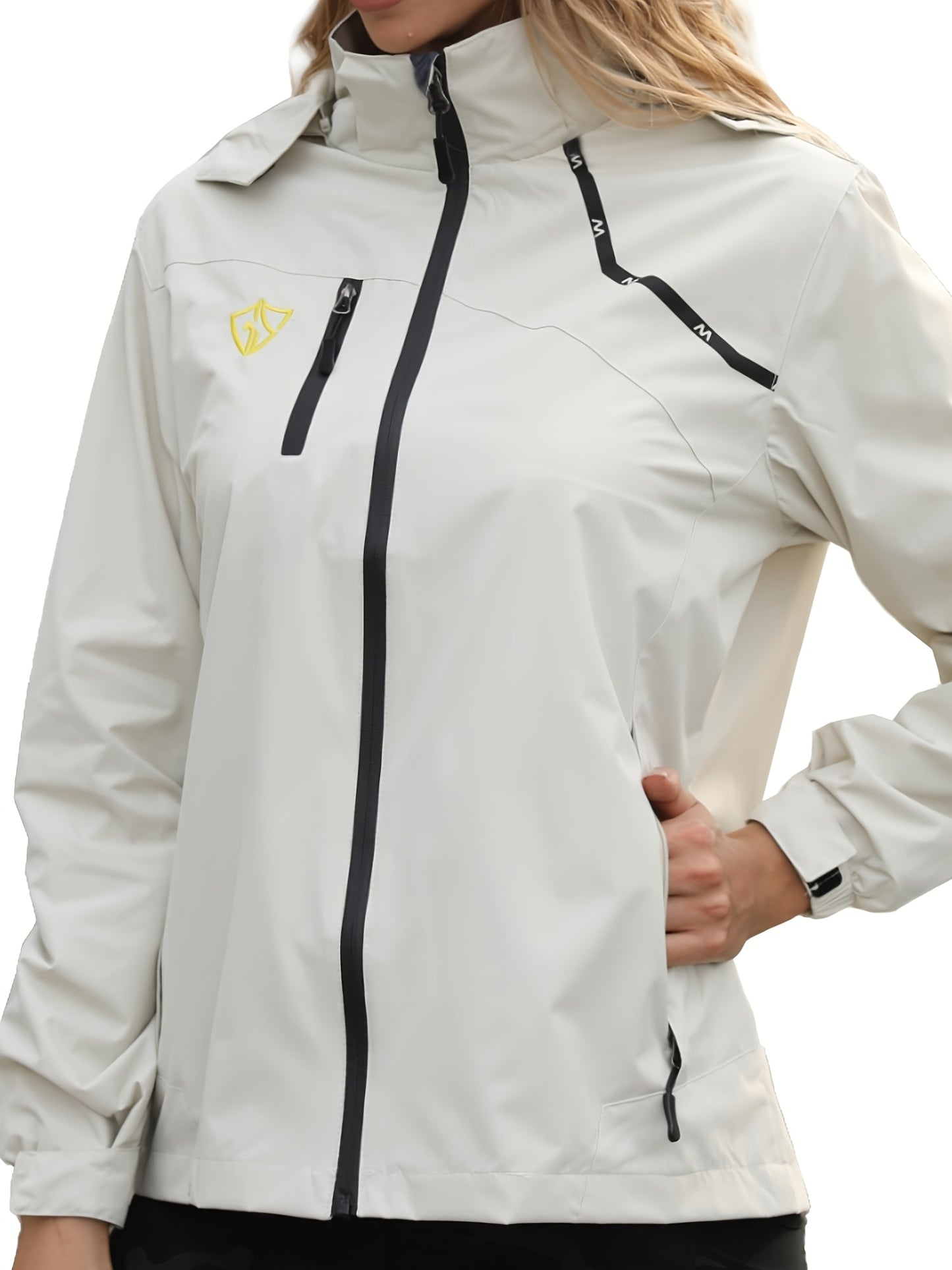 Rain Jacket Women Lightweight High Quality Windbreaker Hooded Zip Raincoat with Pockets Active Travel Outdoor Fashion