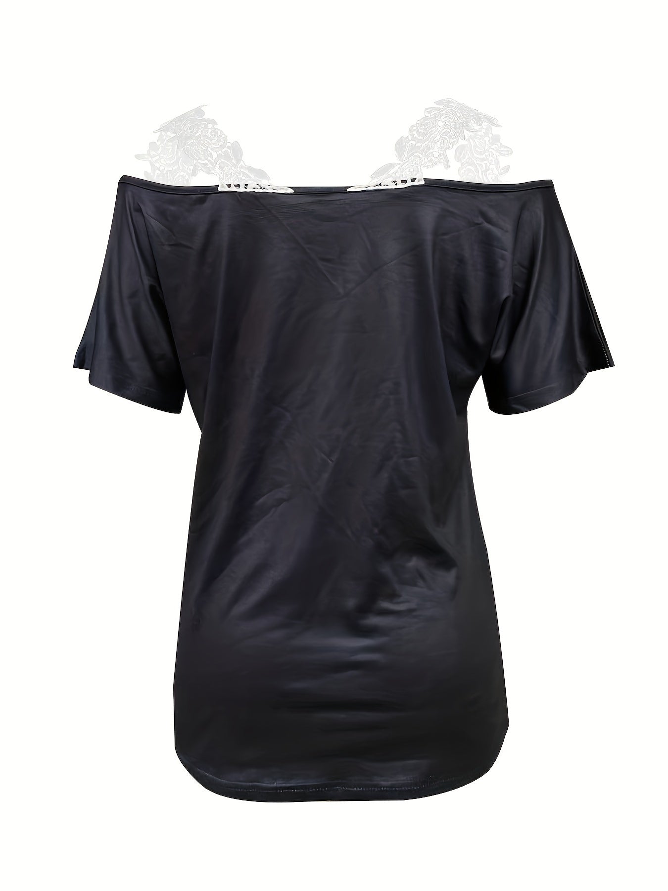 Spring And Summer New Flower Print V-neck T-shirt Lace Top