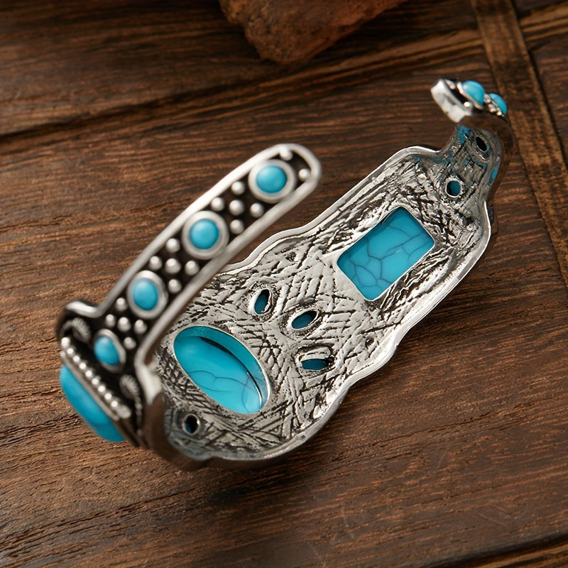 Faux Turquoise Retro Bracelet Opening Bracelet Designs Handcrafted