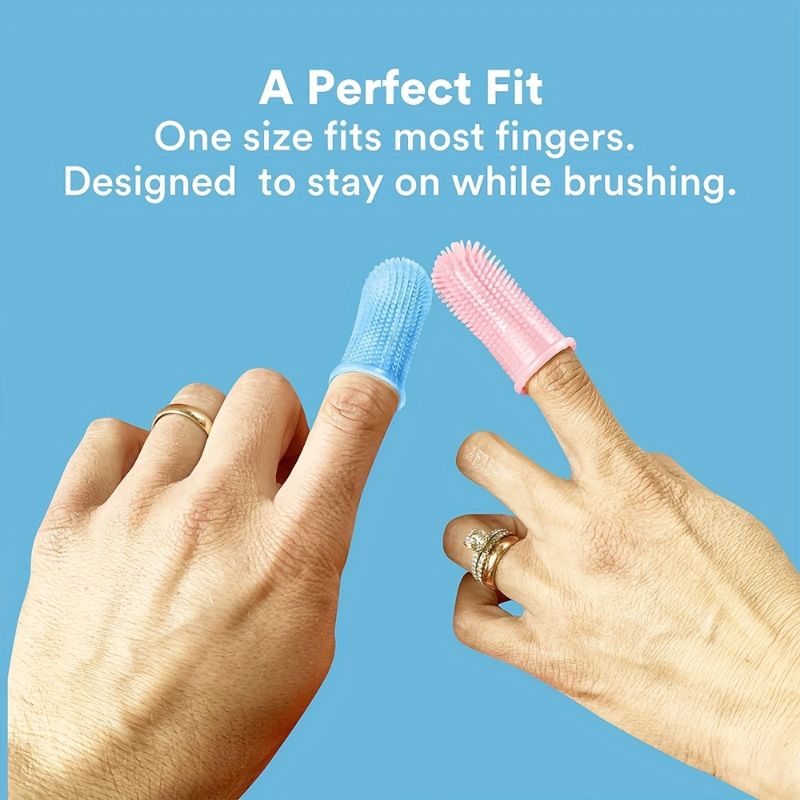 Dog Toothbrush 360 Degree Brushing Kit Cat Toothbrush Dog Teeth Cleaning Finger Toothbrush for Small and Large Pets 2 Pack Without Battery