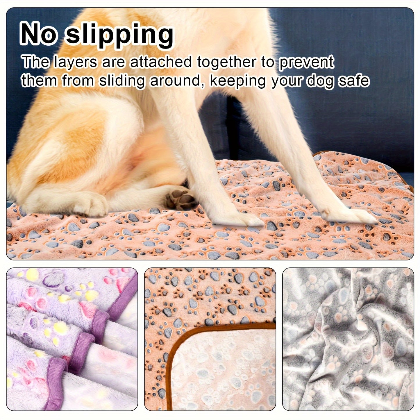 3 Pcs Pet Blankets Soft Coral Fleece Cozy Polyester Fill All Season Warmth for Extra Small to Large Pets