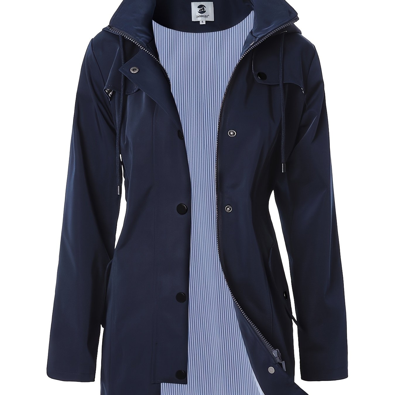 Women's Elegant High Quality Windbreaker Raincoat with Hood - High Elasticity Mid-Length Long Sleeve Jacket, Beige Trench Coat for Spring/Fall Outdoor Commute & Casual Outings, Spring Fall Jacket | Elegant Raincoat | High Qua