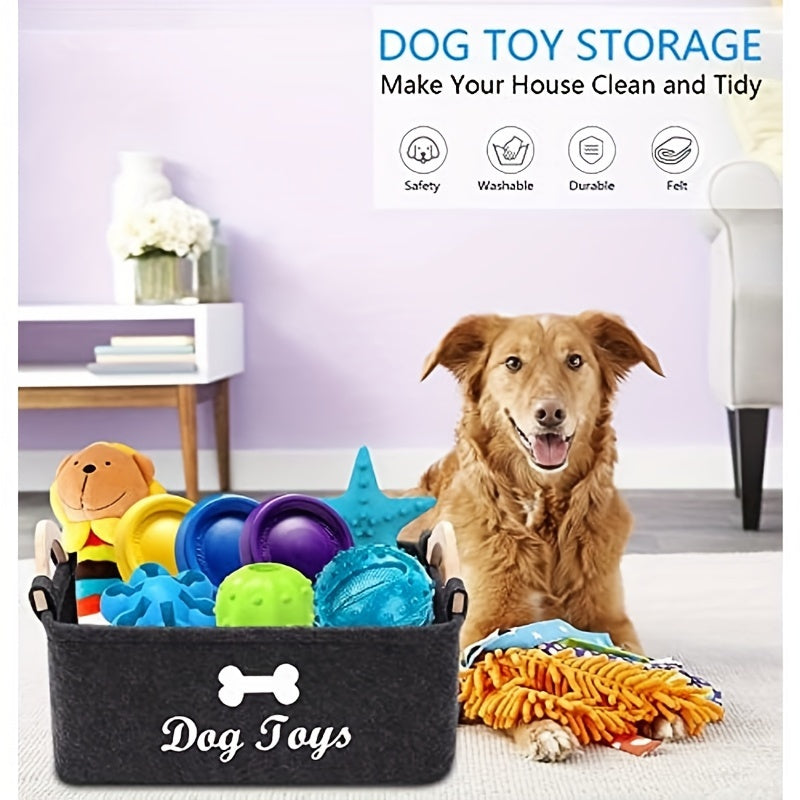 Perfect Pet Storage Basket Chest Organizer Felt Dog Toy Box