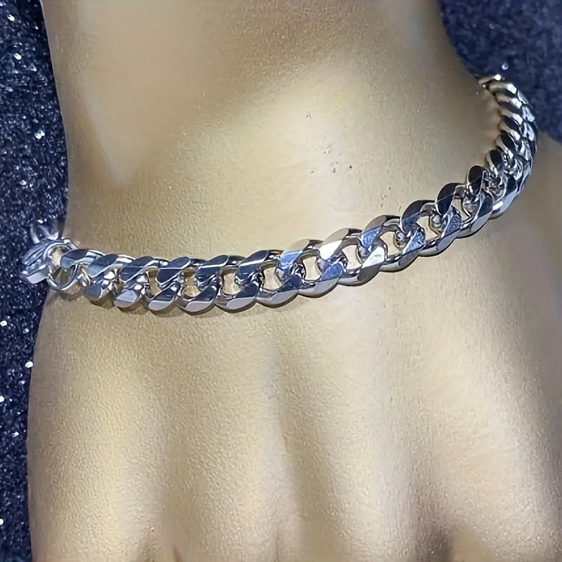 2pcs Stainless Steel Jewelry Set - Sleek Rock Chain Necklace