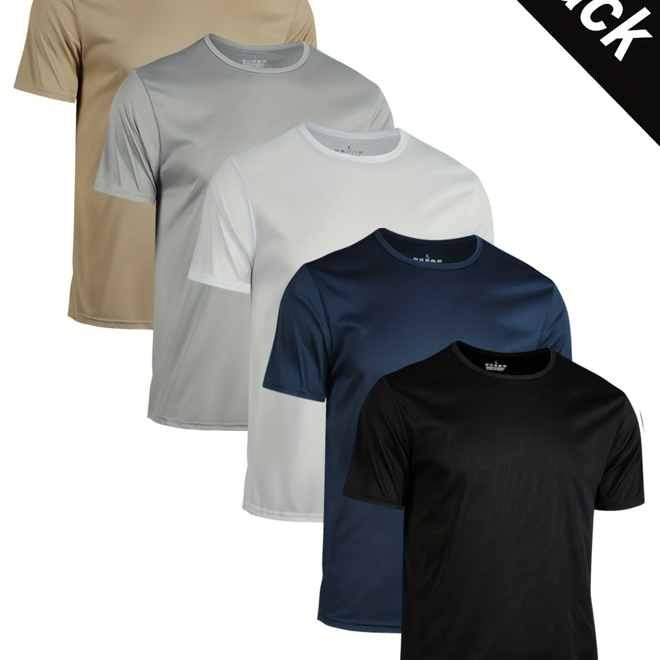 5pcs Men's Quick-Dry Breathable T-Shirts - Solid Color, Crew Neck, Short Sleeve, Lightweight Summer Sports Tops for Fitness & Training, Machine Washable, Polyester, Casual Wear|Versatile Tshirts|Smooth Texture