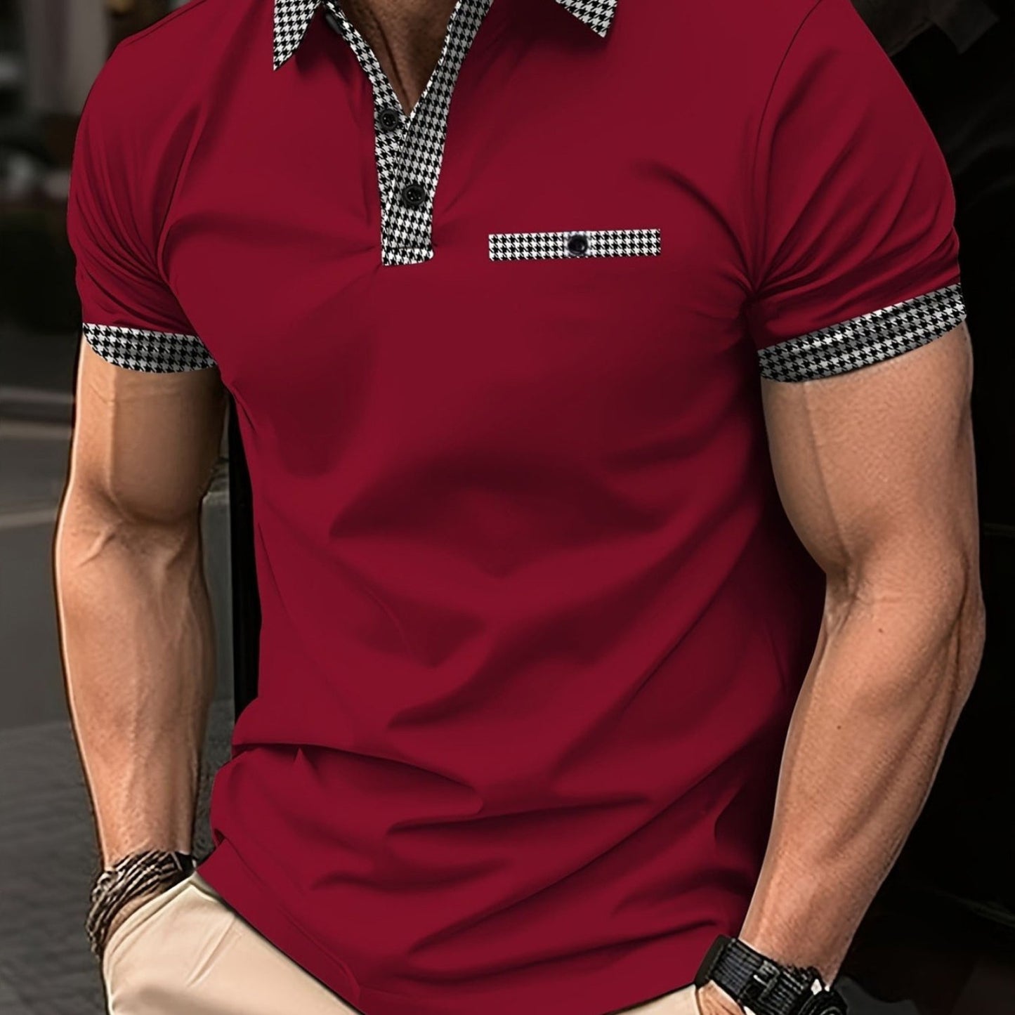 Stylish and Comfortable Men's Plus Size Plaid Polo Shirt