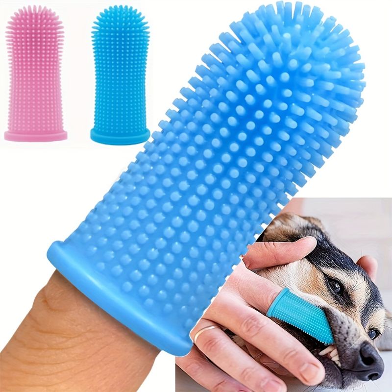 Dog Toothbrush 360 Degree Brushing Kit Cat Toothbrush Dog Teeth Cleaning Finger Toothbrush for Small and Large Pets 2 Pack Without Battery