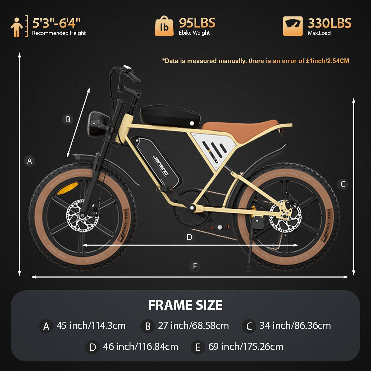 JANSNO X70 750W Adults Electric Bike Dual Battery 48V 34AH
