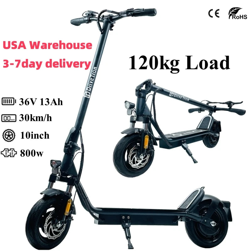 USA Adult 10inch Tubeless Tires 800W Electric Scooter