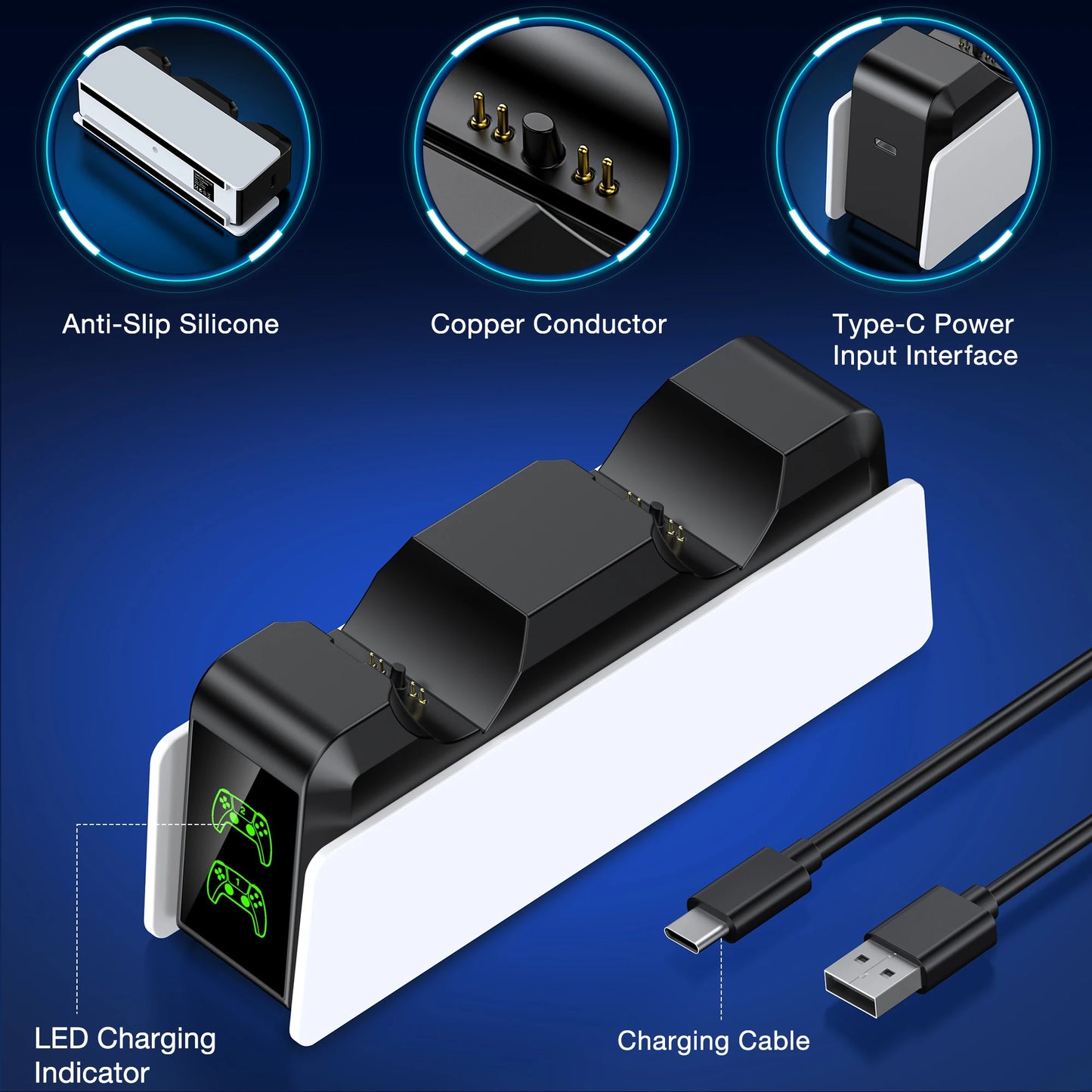 Dual Fast Charger for PS5 Wireless Controller Stand