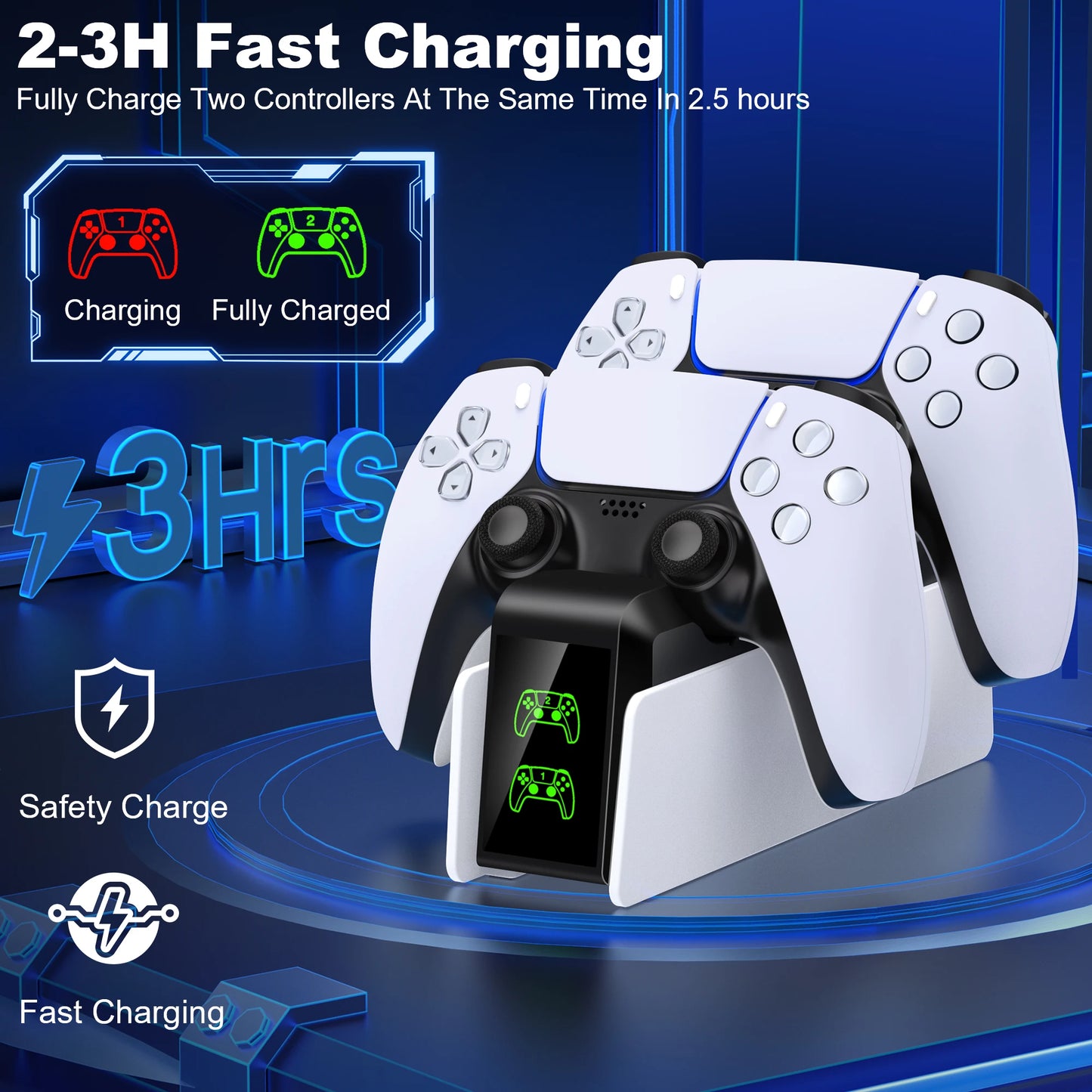 Dual Fast Charger for PS5 Wireless Controller Stand