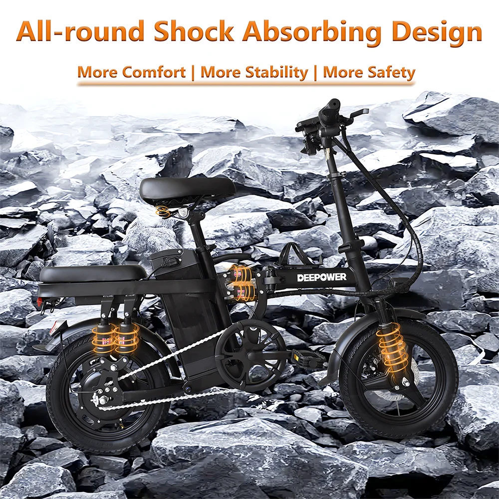 14 inch Folding Electric Bike Adults Ebike 48V 15AH 400W Max 32KM/H Cycling Bicycle Electric Bikes City