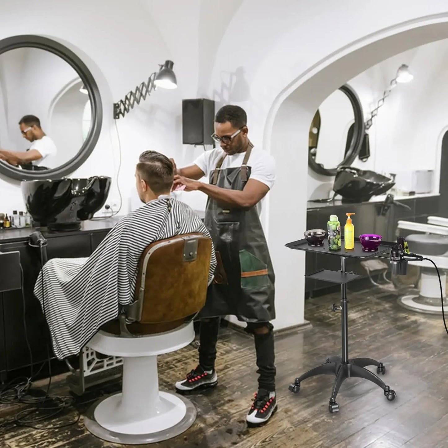 Hign-concerned Aluminum Salon Tray Cart With Storage Wheels