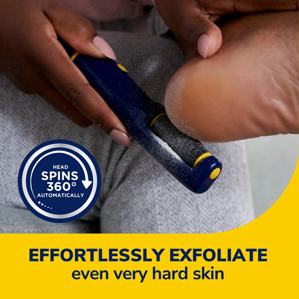 Electronic Foot File Callus Remover 360 Degree Rotating Roller Gentle Hard Skin Removal Compact Travel Size Batteries Included