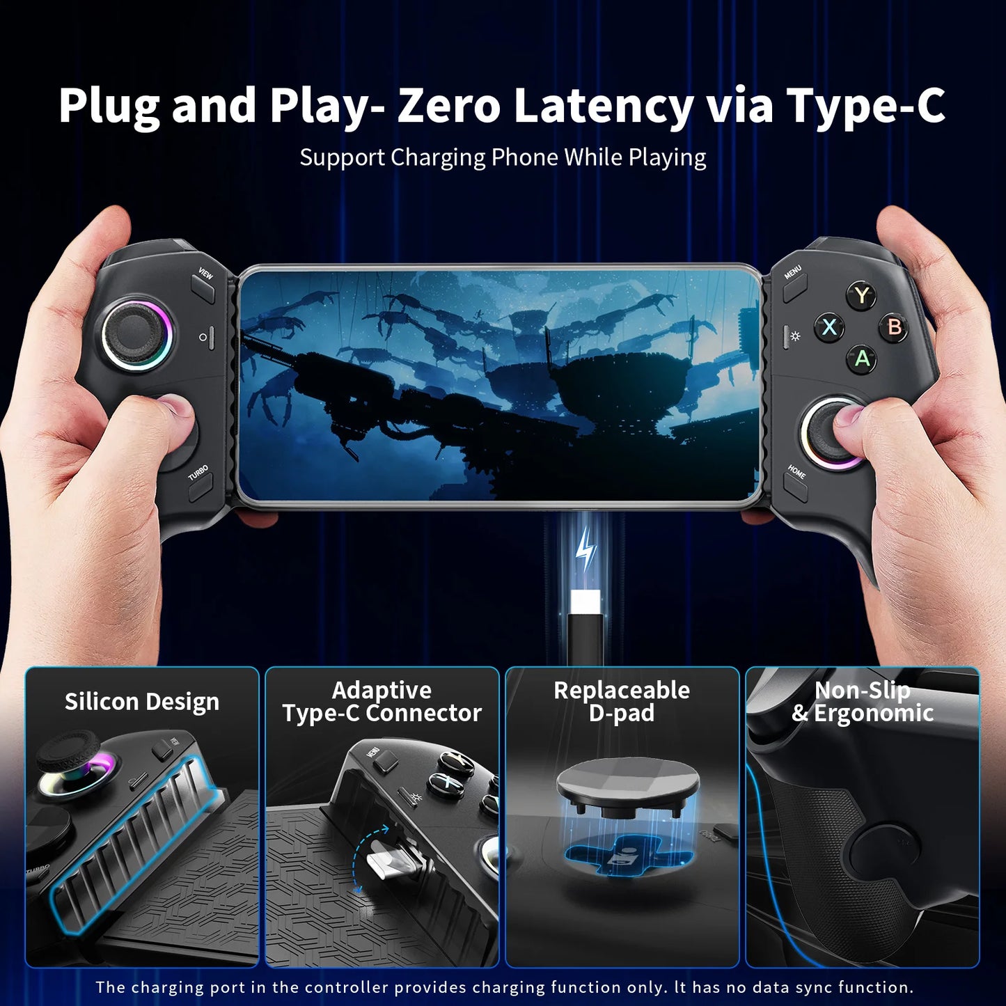 AceGamer Mobile Gaming Controller USB C Hall Joysticks
