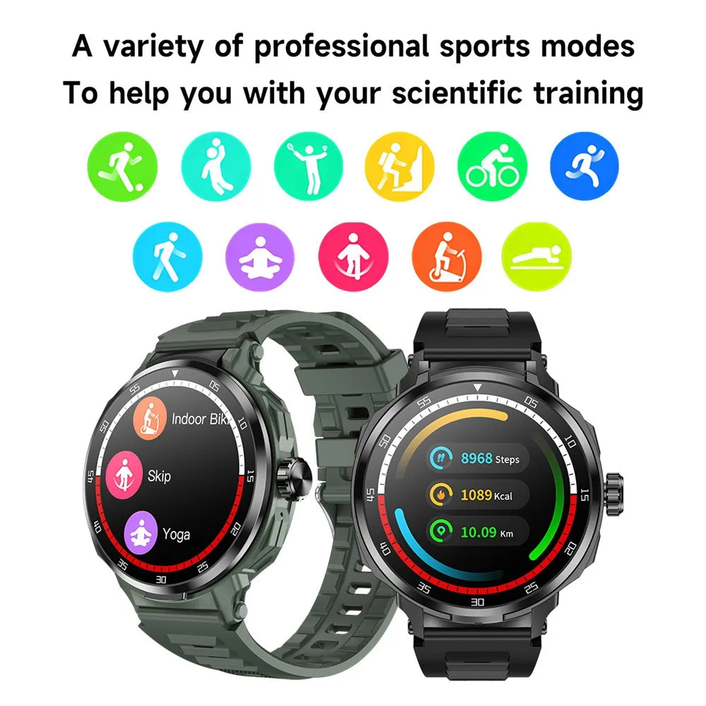 EFFEOKKI 2 in 1 Smart Watch with Earbuds Round Screen Fitness Watch for Men NFC Multiple Sport Compatible with iPhone and Android