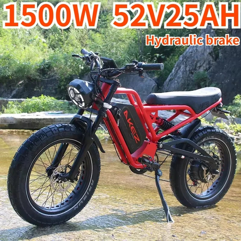 1500W Motor 52V 25AH Battery Hydraulic Brake E Bike Fat Tire