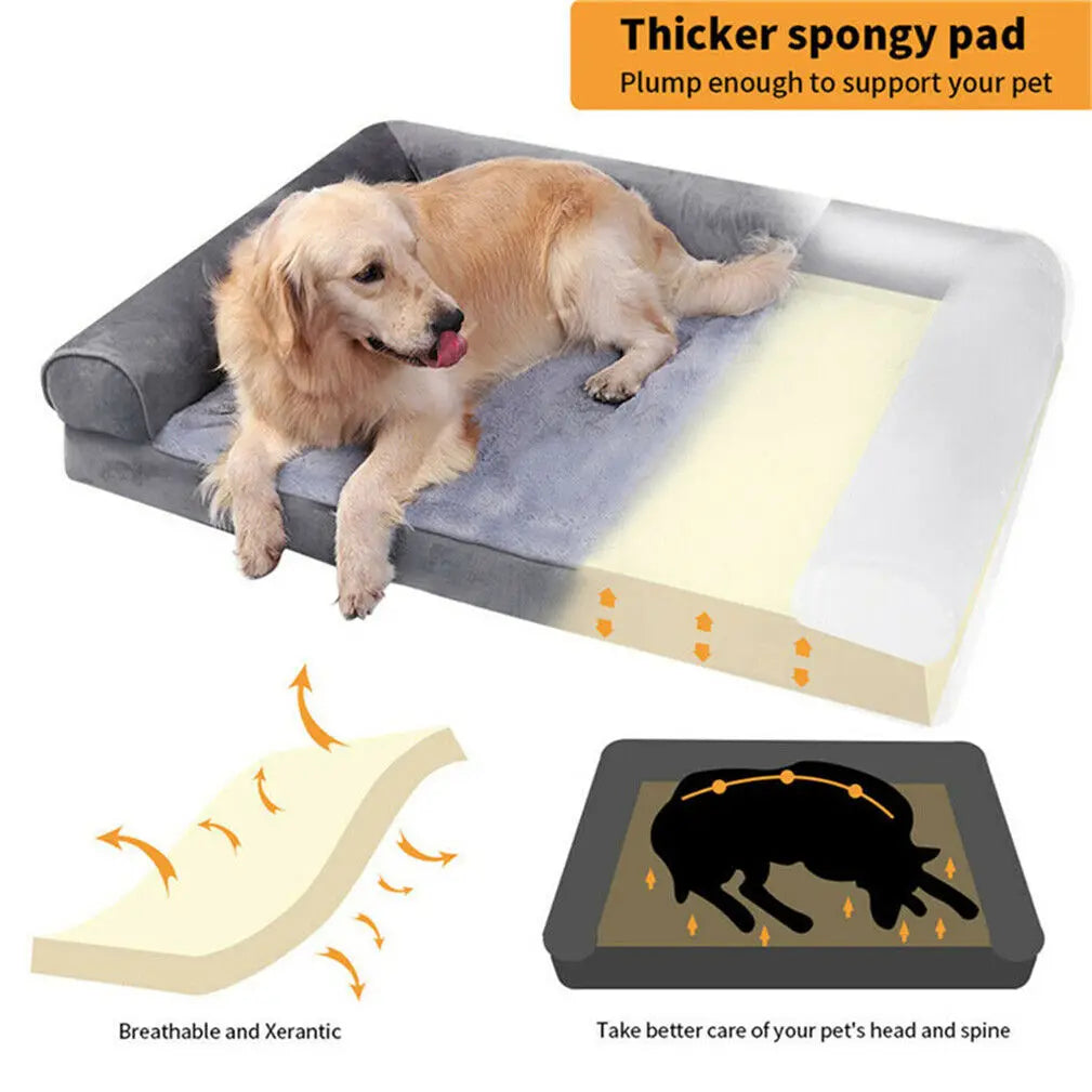 Extra Large Orthopedic Pet bed with Removable Washable Cover Soft Sponge Foam