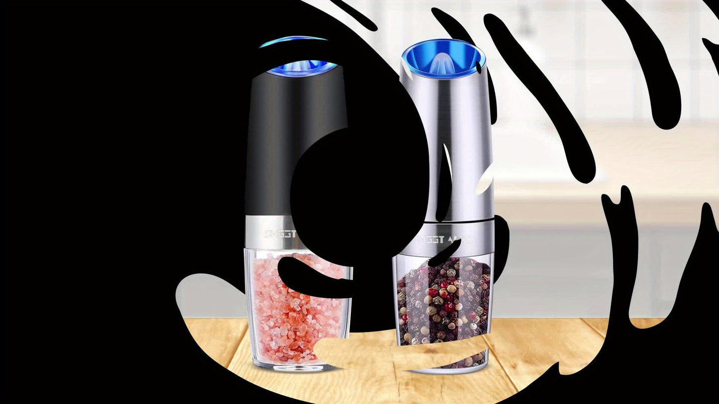 Gravity Electric Pepper And Salt Grinder Set Stainless Steel Auto Spice Mill Adjustable Coarseness