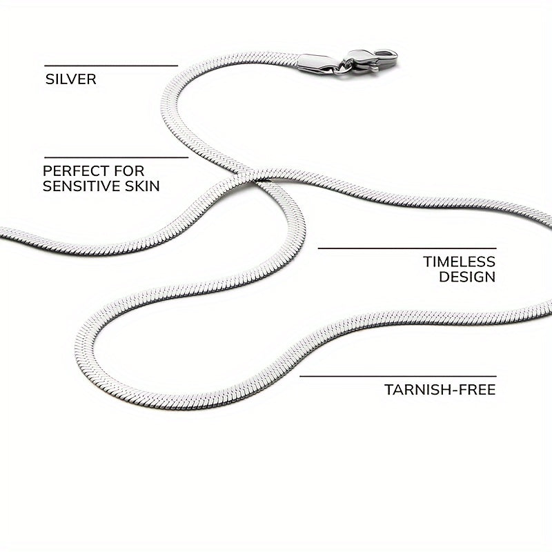 925 Silver Flat Snake Chain Unisex Gift Character Pattern