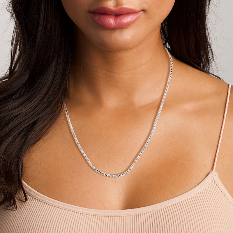 Waitsoul 925 Sterling Silvery Rope Chain Lobster Clasp 2mm 3mm Silvery Chain Men's Women's Silvery Necklace Chain 16-30 Inch Lantern Chain