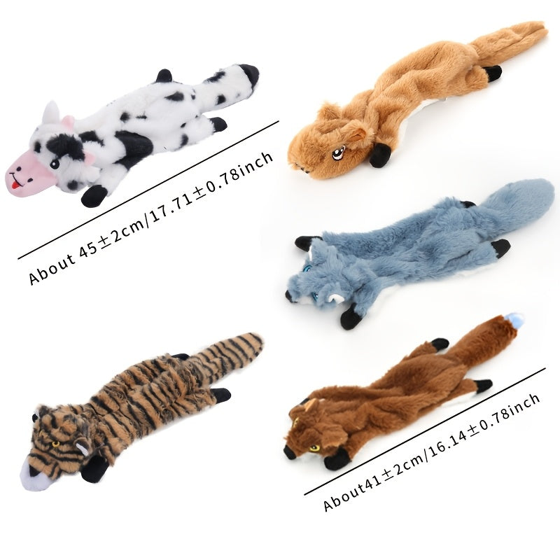 5 Pack Squeaky Dog Toys Plush Chew Toys No Stuffing Crinkle Doggie Toys For Large And Medium Dogs Multi Colored