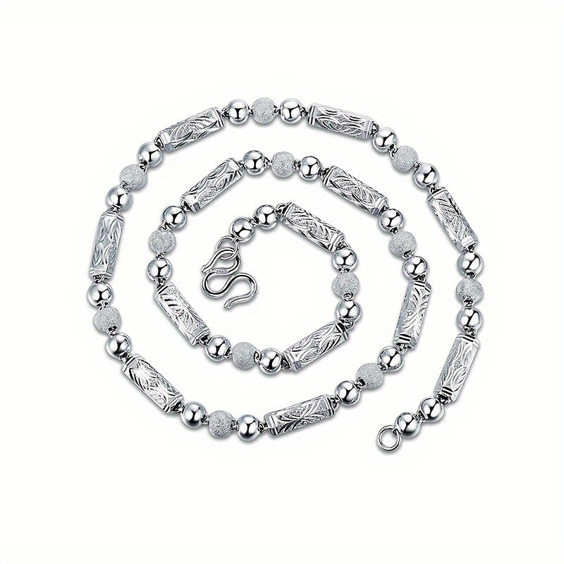 925 Sterling Silver Diamond Hexagonal Tube Necklace - Luxurious Unisex Italian-style Design - Perfect for Anniversaries, Birthdays, Holidays, Christmas Special Occasions with Gift Box