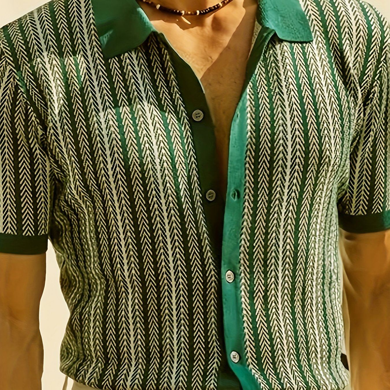 European And American Thick Men's Casual Short Sleeved Cardigan