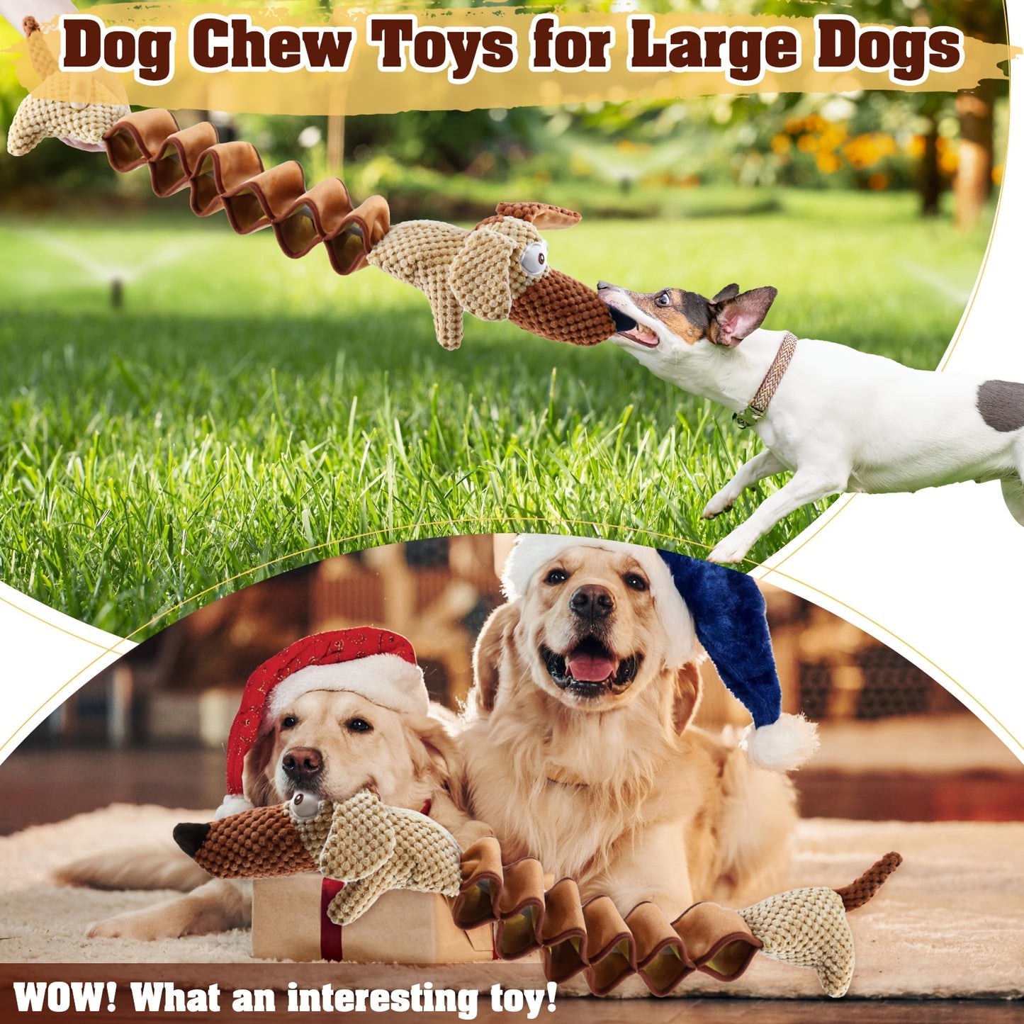 Crinkled Paper Filled Large Squeaky Dog Toys Pull Dog Bite Toys For All Sizes Without Battery Pet Supplies