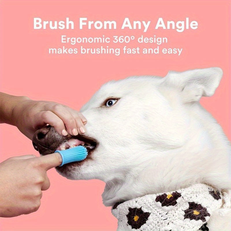 Dog Toothbrush 360 Degree Brushing Kit Cat Toothbrush Dog Teeth Cleaning Finger Toothbrush for Small and Large Pets 2 Pack Without Battery