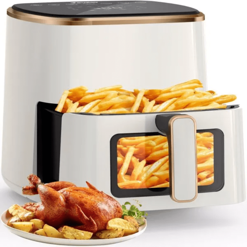 VEWIOR 53Qt Smart Air Fryer with Viewing Window - 7 Presets, Nonstick & Dishwasher Safe, Includes Skewer Rack & Kitchen Tongs, Aluminum Frame, for Healthy Cooking, Air Fryer Accessories