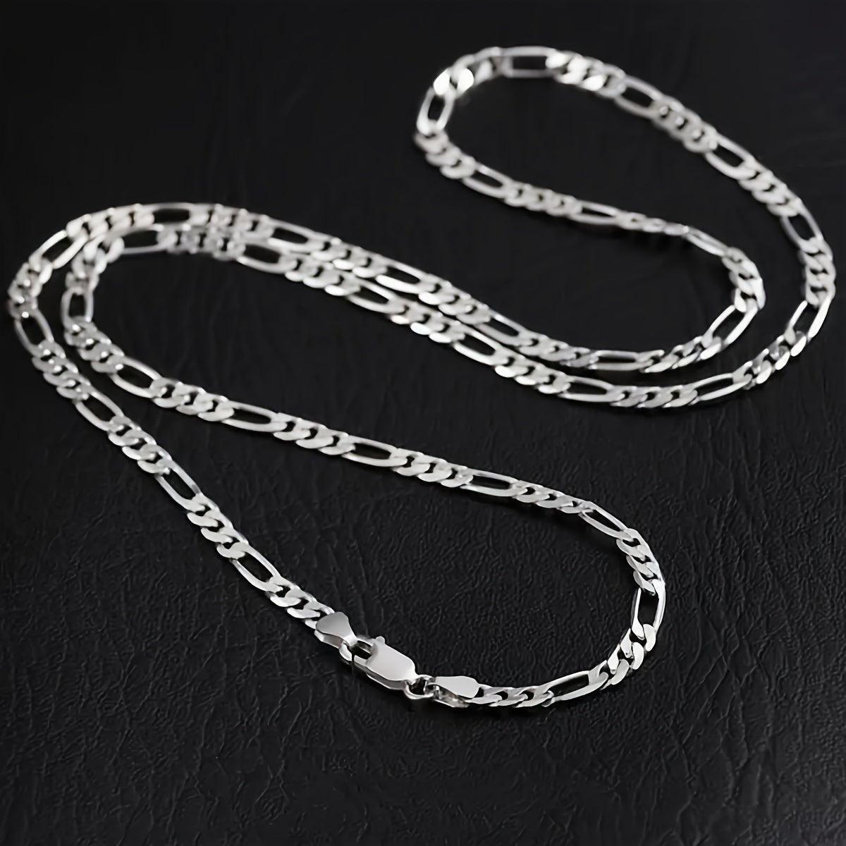 925 Pure Silvery Figaro Chain Necklace - Nickel and Lead Free, Suitable for Daily Wear and Special Occasions