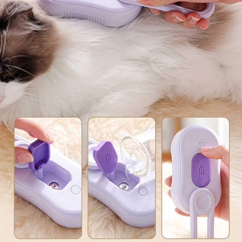 No Rinse Cleaning Brush For Pets Steam Fluff Removal Massage Comb Pet Bath Brush Automatic Hair Removal Spray And Anti Static Massage Comb For Dog And Cat Grooming