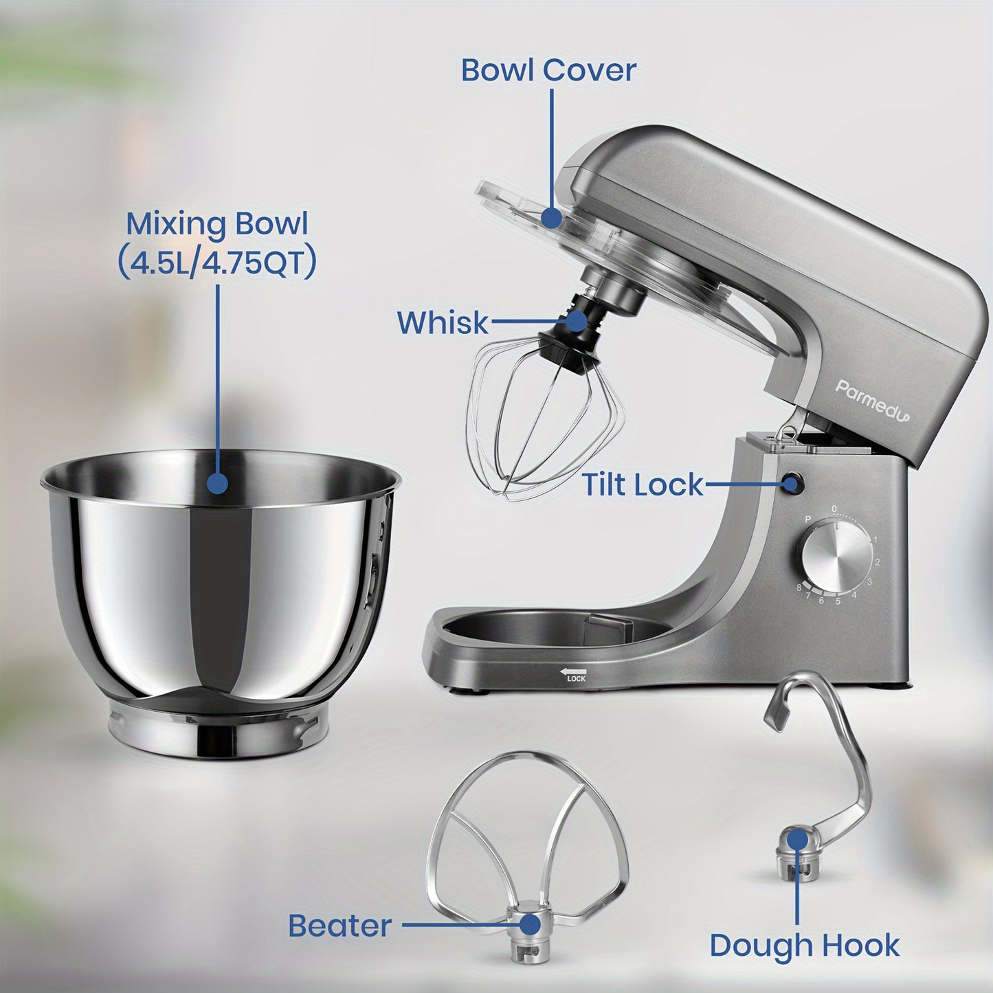 8-Speed Electric Stand Mixer Machine With 4.75QT Bowl