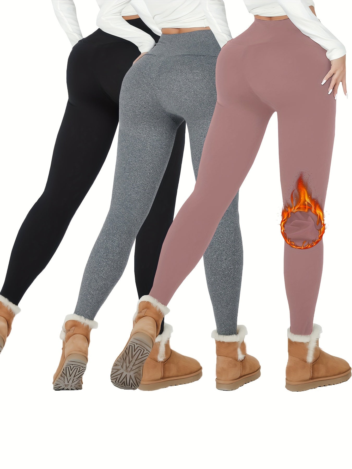 3 Pack Super Soft Plush Lined Thermal Leggings for Women, Workout Yoga Running Warm Pants