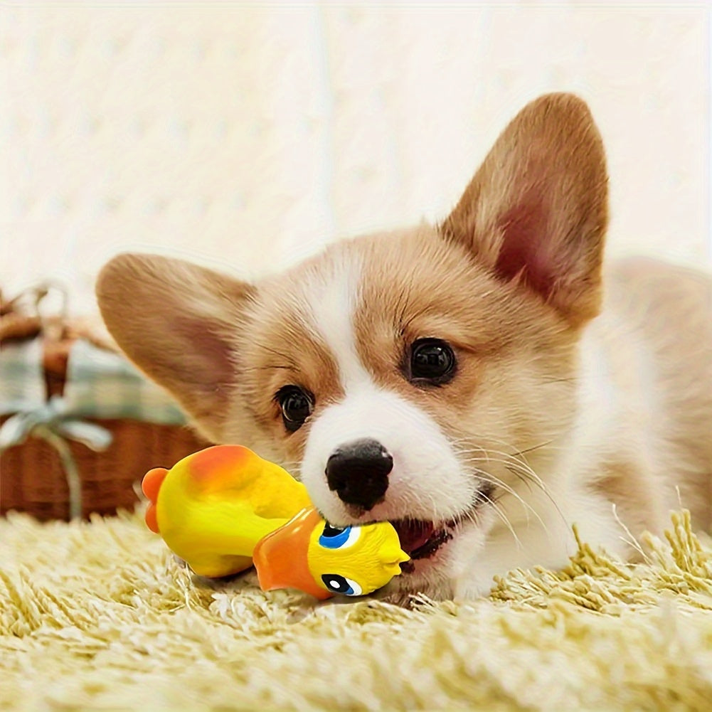 3Pcs Squeaky Chicken Dog Toys Durable Rubber Duck Chew Toys With Screaming Sound Bite Resistant Teeth Grinding Interactive Pet Play For All Breeds