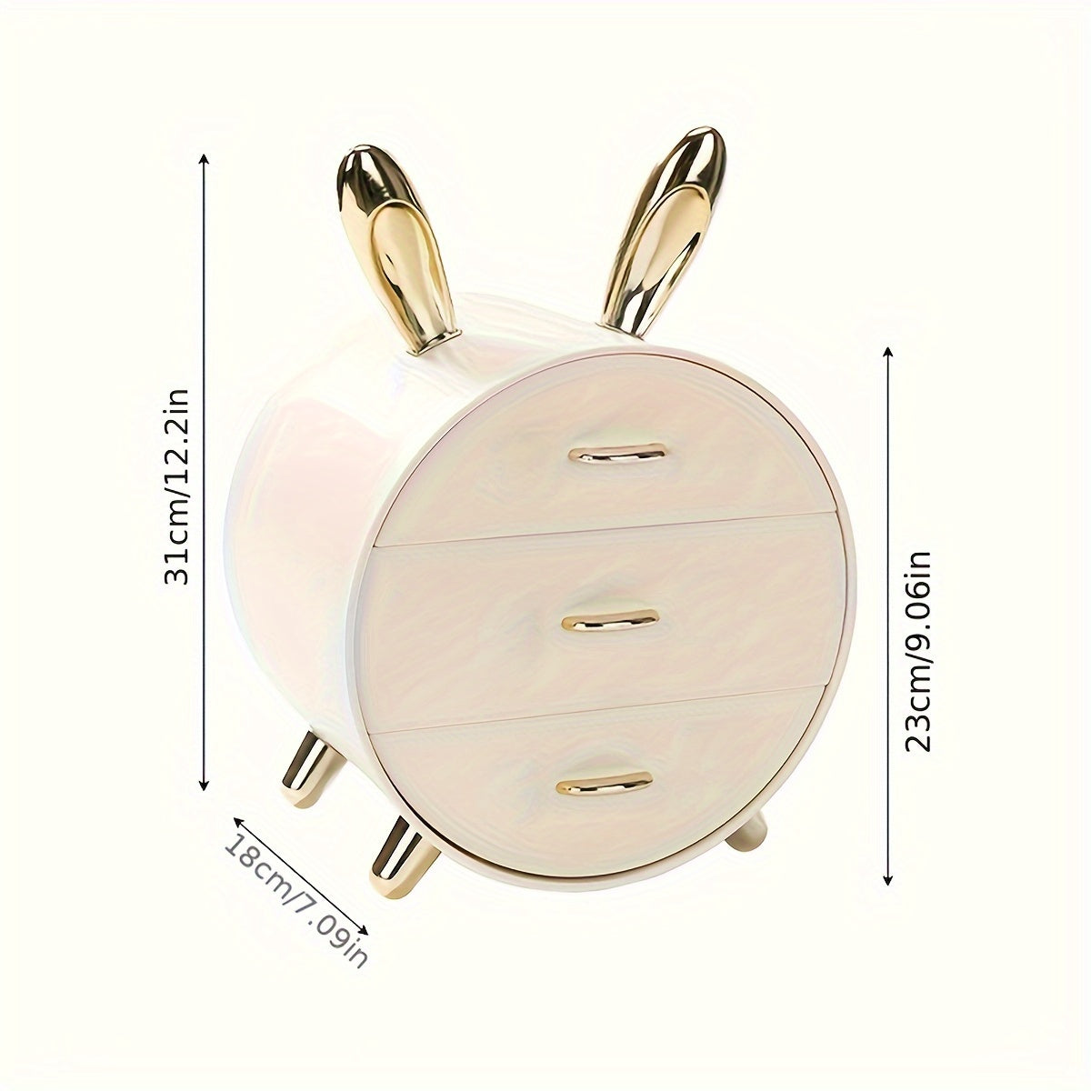 1pc Large Capacity Rabbit Decor Makeup Storage Case Multi-functional Cosmetic Organizer with Drawer Vanity Decor Skincare Stationary Container