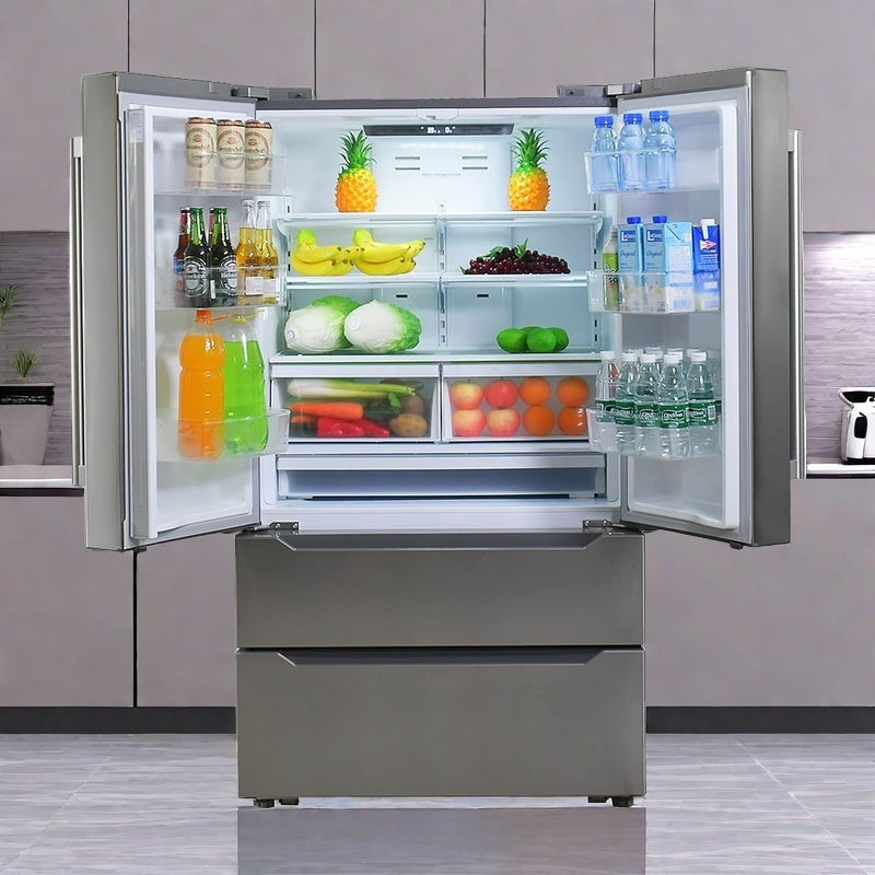 22.5 Cu.Ft French Door Refrigerator, Stainless Steel, Inverter Compressor, Humidity Control, Automatic Defrost, Ice Maker
