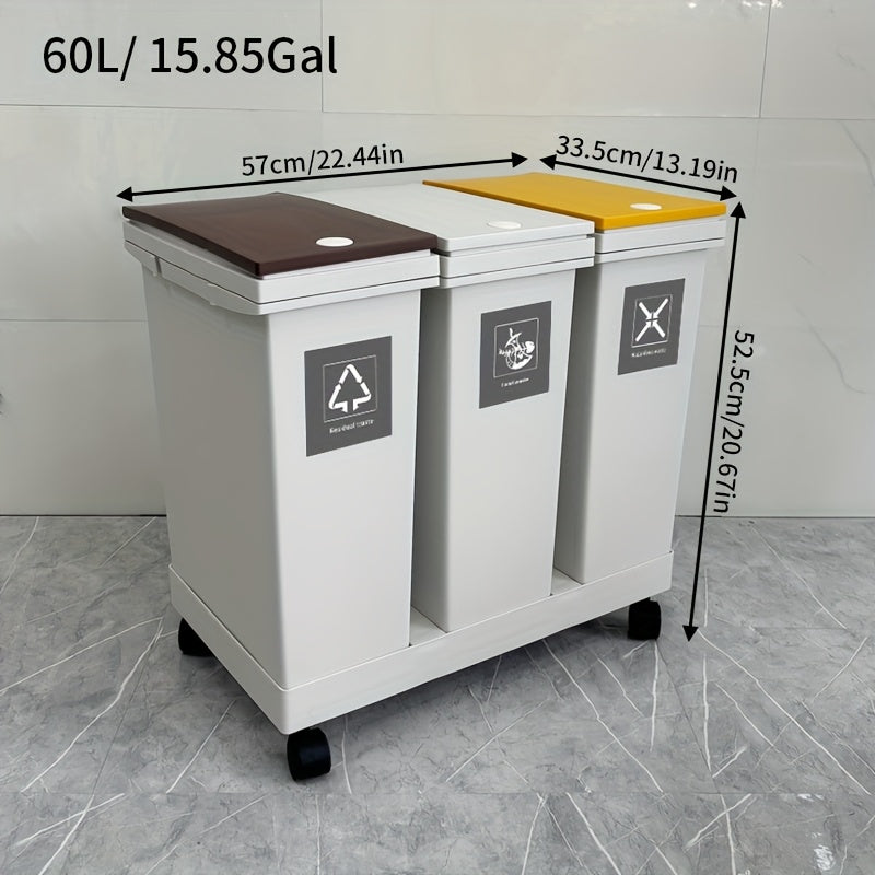 Large-Capacity Oversized Sorting Trash Bins with Wheels