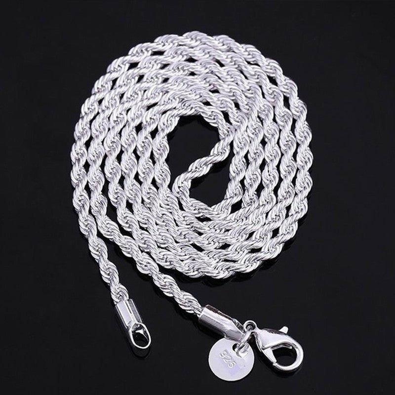 Dynamic Deals Direct Rope Chain Necklace Sterling Silver