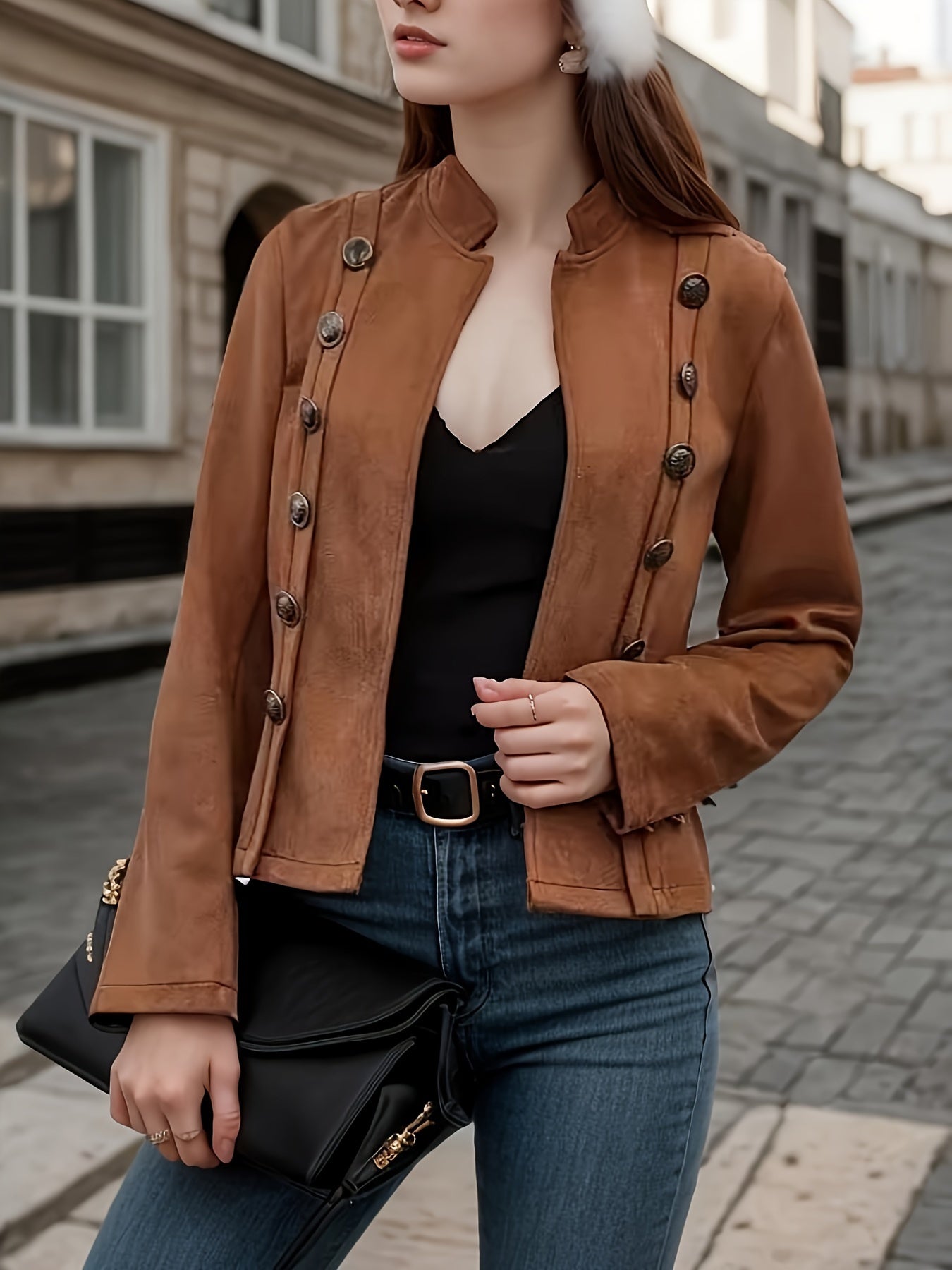 Stylish Long Sleeve Vintage Double Breasted Jacket For Women