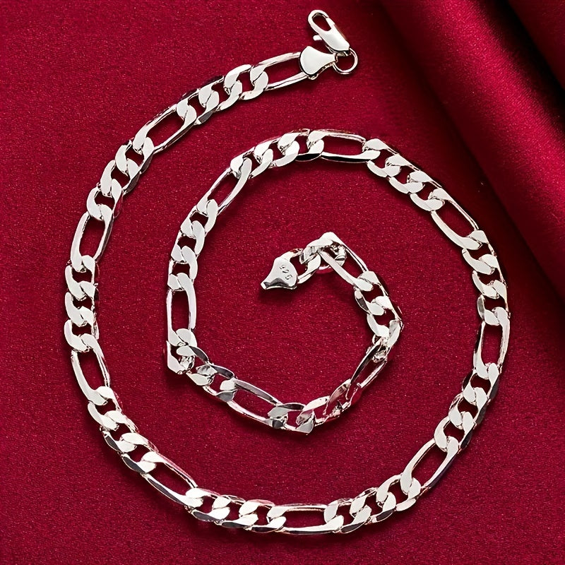 925 Pure Silvery Figaro Chain Necklace - Nickel and Lead Free, Suitable for Daily Wear and Special Occasions